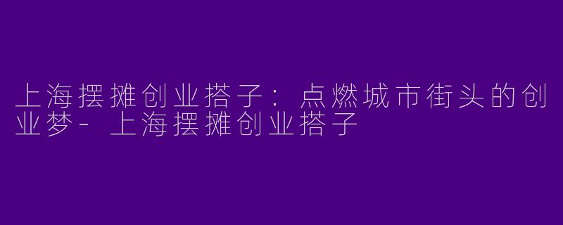 上海摆摊创业搭子：点燃城市街头的创业梦-上海摆摊创业搭子
