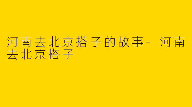 河南去北京搭子的故事-河南去北京搭子