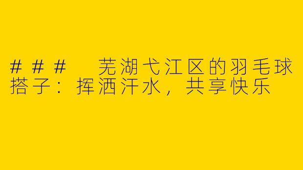 ### 芜湖弋江区的羽毛球搭子：挥洒汗水，共享快乐