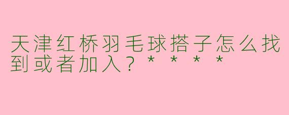天津红桥羽毛球搭子怎么找到或者加入？****