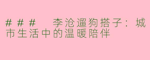 ### 李沧遛狗搭子：城市生活中的温暖陪伴