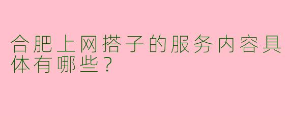 合肥上网搭子的服务内容具体有哪些？