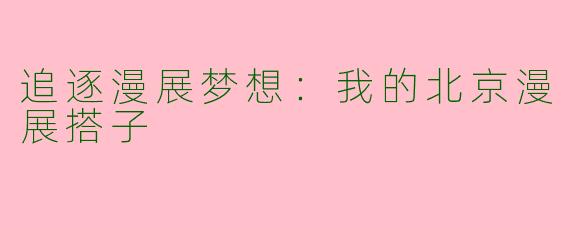 追逐漫展梦想：我的北京漫展搭子