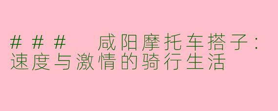 ### 咸阳摩托车搭子：速度与激情的骑行生活
