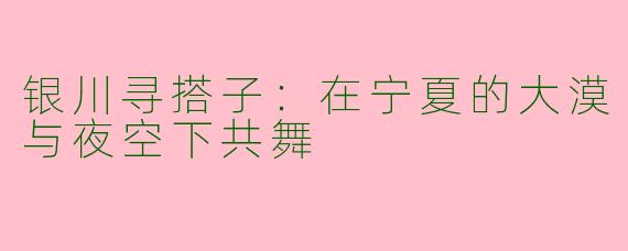 银川寻搭子:在宁夏的大漠与夜空下共舞