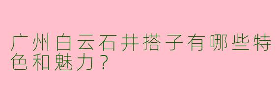 广州白云石井搭子有哪些特色和魅力？