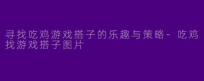 寻找吃鸡游戏搭子的乐趣与策略