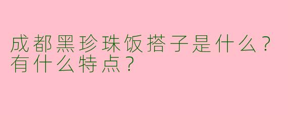 成都黑珍珠饭搭子是什么?有什么特点?