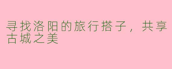 寻找洛阳的旅行搭子，共享古城之美