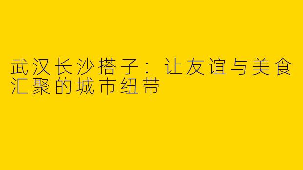 武汉长沙搭子：让友谊与美食汇聚的城市纽带