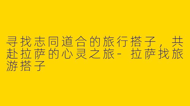 寻找志同道合的旅行搭子，共赴拉萨的心灵之旅-拉萨找旅游搭子