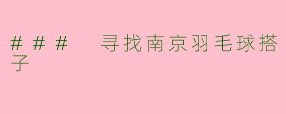 ### 寻找南京羽毛球搭子