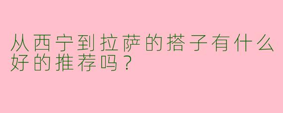 从西宁到拉萨的搭子有什么好的推荐吗?
