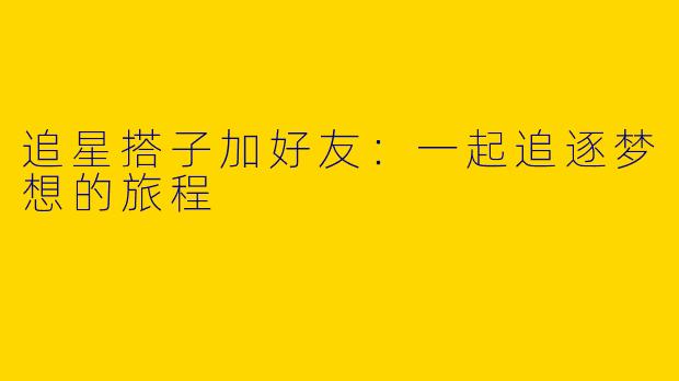 追星搭子加好友：一起追逐梦想的旅程