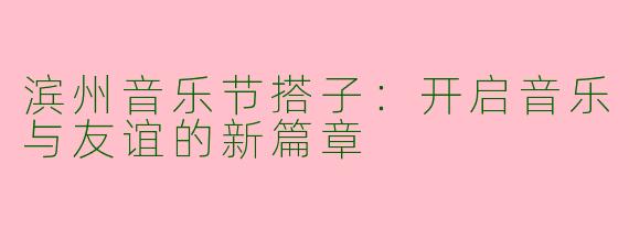 滨州音乐节搭子：开启音乐与友谊的新篇章