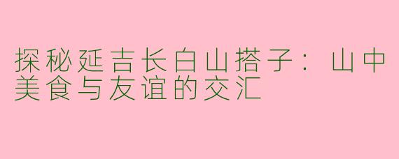 探秘延吉长白山搭子：山中美食与友谊的交汇