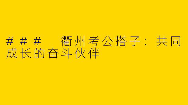 ### 衢州考公搭子：共同成长的奋斗伙伴