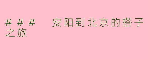 ### 安阳到北京的搭子之旅