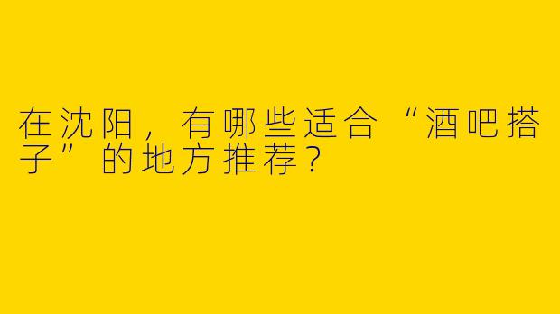 在沈阳，有哪些适合“酒吧搭子”的地方推荐？