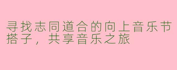 寻找志同道合的向上音乐节搭子，共享音乐之旅