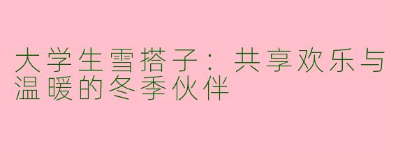 大学生雪搭子：共享欢乐与温暖的冬季伙伴