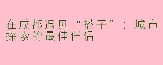 在成都遇见“搭子”：城市探索的最佳伴侣