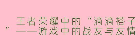  王者荣耀中的“滴滴搭子”——游戏中的战友与友情