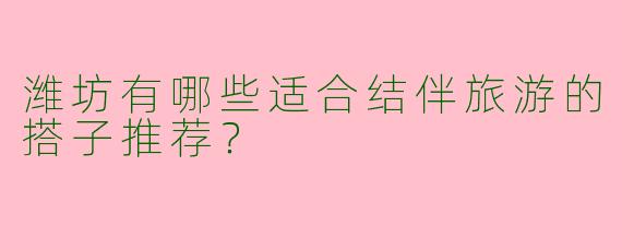 潍坊有哪些适合结伴旅游的搭子推荐？  