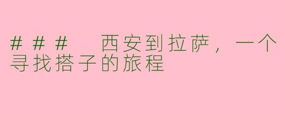 ### 西安到拉萨，一个寻找搭子的旅程