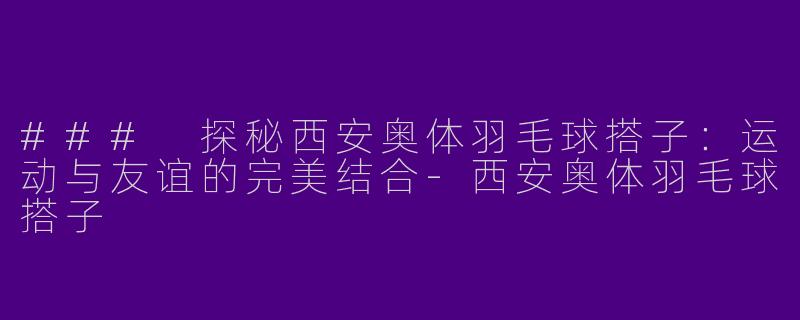 ### 探秘西安奥体羽毛球搭子：运动与友谊的完美结合