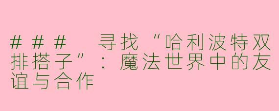 ### 寻找“哈利波特双排搭子”：魔法世界中的友谊与合作
