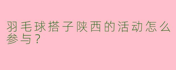 羽毛球搭子陕西的活动怎么参与?
