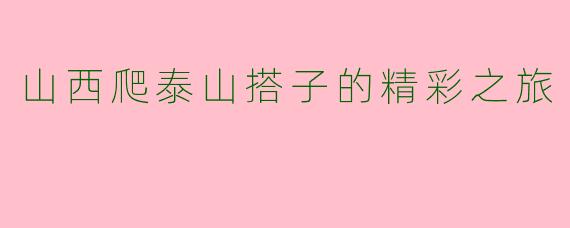 山西爬泰山搭子的精彩之旅
