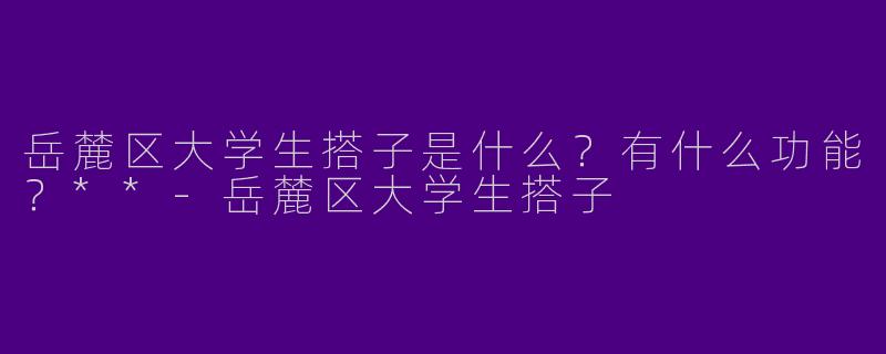 岳麓区大学生搭子是什么？有什么功能？**