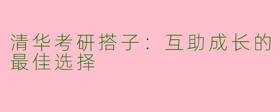清华考研搭子：互助成长的最佳选择