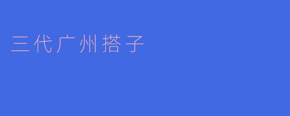 三代广州搭子