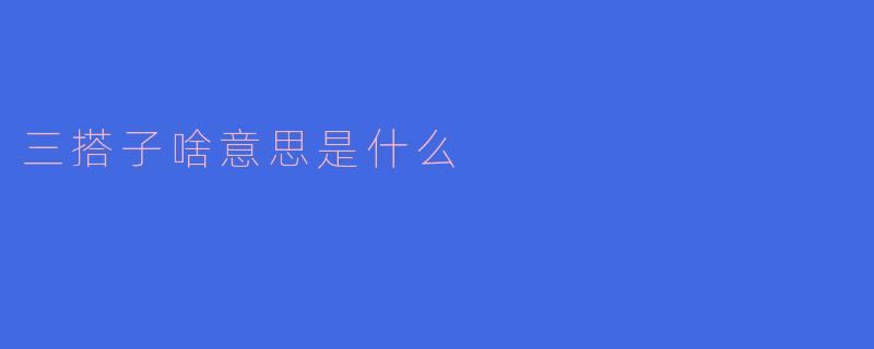 三搭子啥意思是什么？