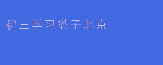 初三学习搭子北京