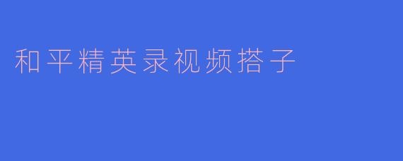 和平精英录视频搭子