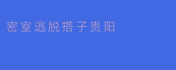 密室逃脱搭子贵阳