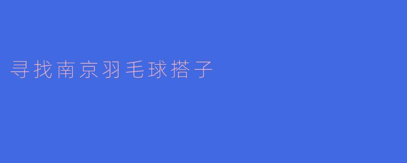 ### 寻找南京羽毛球搭子