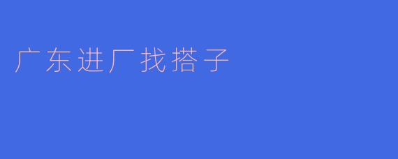 广东进厂找搭子