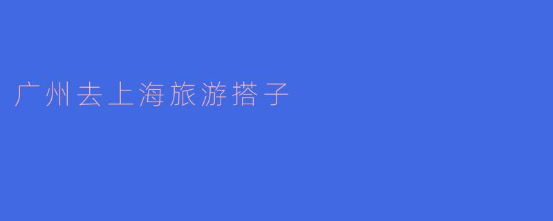 广州去上海旅游搭子
