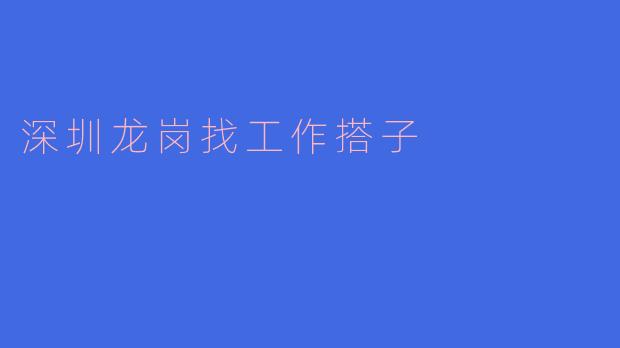 深圳龙岗找工作搭子