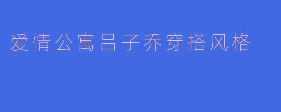 爱情公寓吕子乔穿搭风格