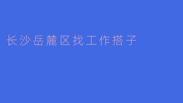 长沙岳麓区找工作搭子