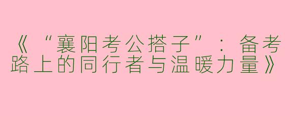 《“襄阳考公搭子”：备考路上的同行者与温暖力量》