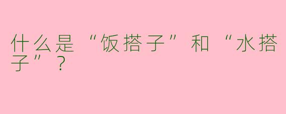 什么是“饭搭子”和“水搭子”？