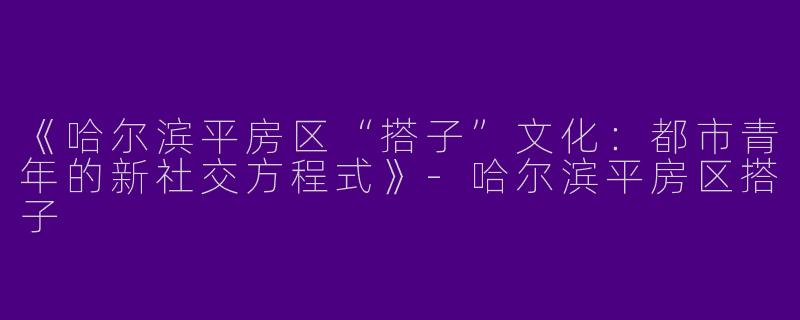 《哈尔滨平房区“搭子”文化：都市青年的新社交方程式》-哈尔滨平房区搭子