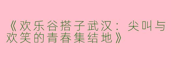 《欢乐谷搭子武汉：尖叫与欢笑的青春集结地》